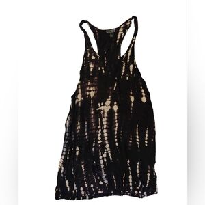 Akualani Black and Cream Tie-Dye Racerback Tank Top Dress